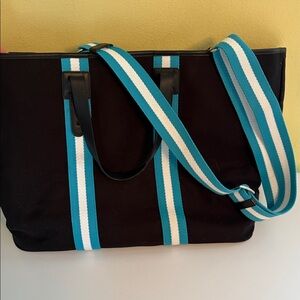 Talbots Large Black Cotton Canvas Open-Top Tote